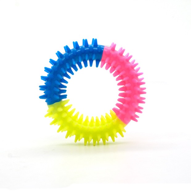 Eco-Friendly Dog Chew Toy Durable Teeth-Cleaning TPR Multi-Spiked Ring in Modern Cartoon Design Three Colors 1 — Chew Toy wholesale from Zootail