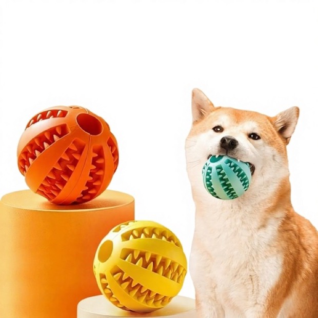 Dog Toy Food-Dispensing Bite-Resistant Teething TPR Ball for Puppies-Bouncy Chewing Toy — Chew Toy wholesale from Zootail