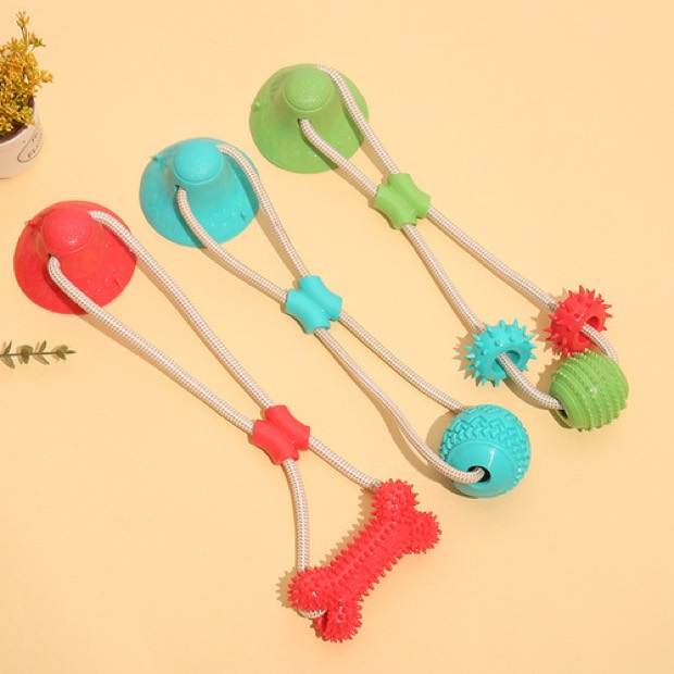 Dog Suction-Cup Pull-Resistant TPR Treat-Dispensing Ball Toy Small Dog Teething Durable Chewable Teeth-Cleanin — Chew Toy wholesale from Zootail