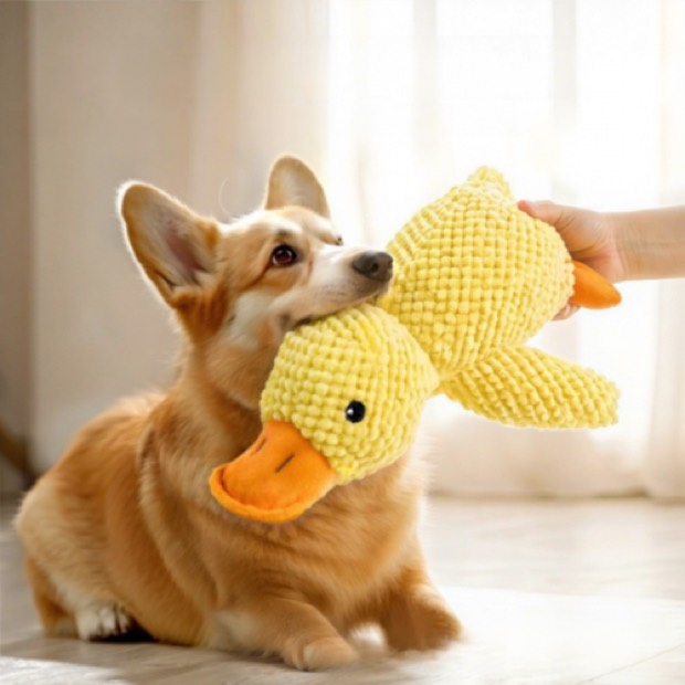 Dog Toy Little Yellow Cartoon Duck Velvet Plush Self-Entertaining Bite-Resistant Teething Sound Toy for Small/ — Plush Toy wholesale from Zootail