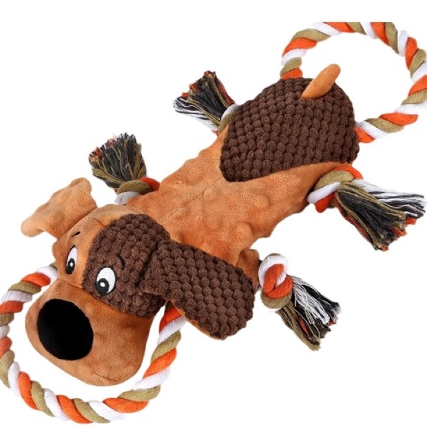 Overseas New Hot Sale Cute Dog Shape Puzzle Pulling Cotton Rope Built-in Squeezer Soft Texture Teeth Cleaning  — Plush Toy wholesale from Zootail