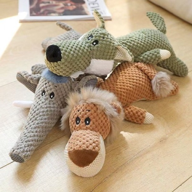 New Eco-Friendly Cartoon Dog Plush Sound Interactive Toy with Lion Elephant Wolf Patterns for Boredom Relief — Plush Toy wholesale from Zootail