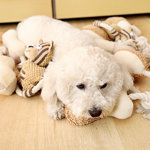 Pet Cartoon Animal Cotton Nylon Velvet Rope Dog Toy Sound Bite Resistant Teething Teeth Cleaning Knotted Desig — Chew Toys wholesale from Zootail