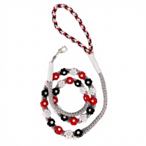 Hand-woven Luxury Cotton Colorful Fashion Floral Pattern Pet Leash for Dogs with Pearls Sturdy & Durable — Pet Leash wholesale from Zootail