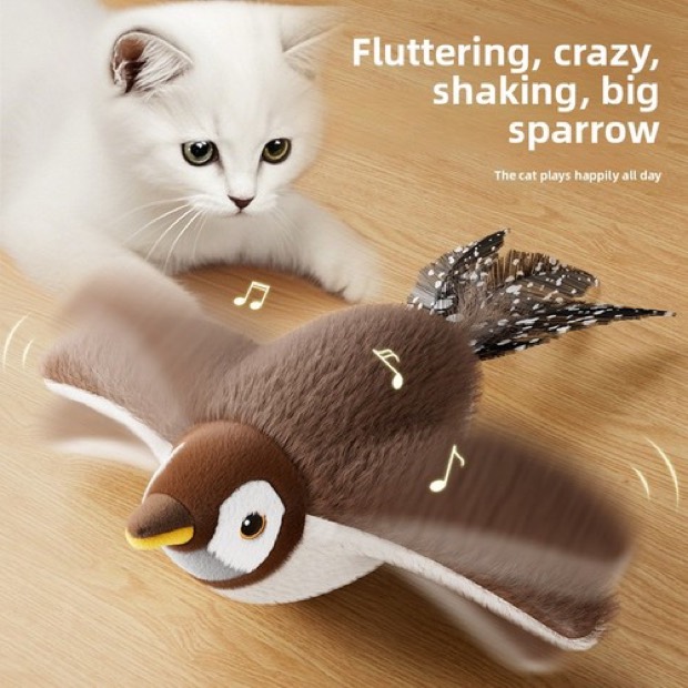 New Bionic Indoor Cat Sound Toy Inductive Vibration Shake Bird Bite Resistant Plush Sparrow Rechargeable Self- — Pet Gadgets wholesale from Zootail