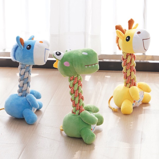 Cross-border Cotton Dog Toys Moe Bite Self-Relief Sound Bite Resistance Rope Knot Molars Medium Large Interact — Chew Toys wholesale from Zootail
