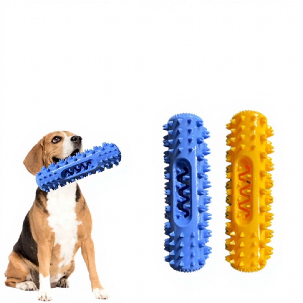 Bestseller Vocalizing Rubber Dog Toy Teething Stick Teeth-Cleaning Serrated Toothbrush Treat Dispenser Chicken — Chew Toys wholesale from Zootail