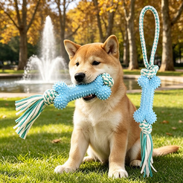 Cross-border Pet Thermoplastic Rubber Knot Bone-shaped Chew Toy Teething-resistant Bite-proof Dog Boredom Reli — Chew Toys wholesale from Zootail