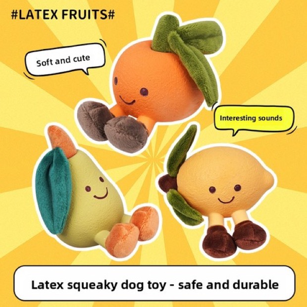 Dog Toy Self-Entertainment Boredom-Busting Simulation Fruit Latex Plush Squeaky Chew-Resistant Molar-Chewing S — Chew Toys wholesale from Zootail