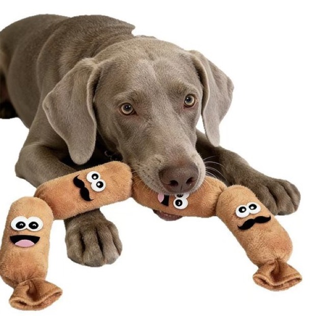 Xr Pet Dog Squeeze-to-Squeak Realistic Interactivity Plush Sausage Toy Dental Cleaning Boredom-Busting Fun Che — Chew Toys wholesale from Zootail