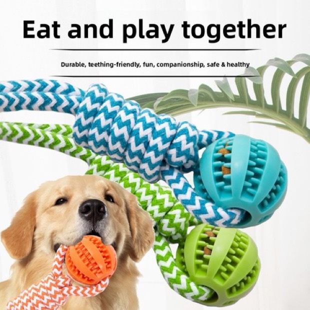 Interactive Tug-Rope Bite-Resistant Teething Chew Ball Knotted Treat-Dispensing Design Polyester Labrador Bord — Chew Toys wholesale from Zootail