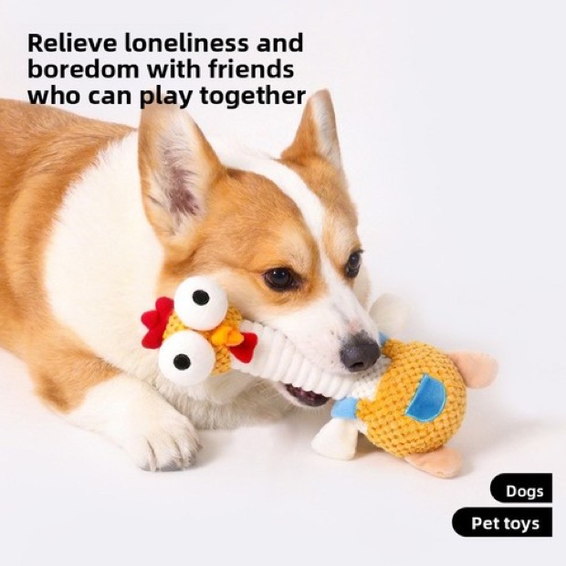 Xingrang Plush Dogs & Cats Bite-Resistant Tooth Grinding Sound Toy Stress Relief Long Neck Chicken Pattern Bor — Chew Toys wholesale from Zootail
