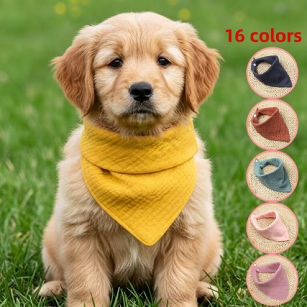 Cross-border European American Dog Bibs Candy Colors Snap Buttons; Comfortable Breathable Triangular Pet Polye — Other Products wholesale from Zootail