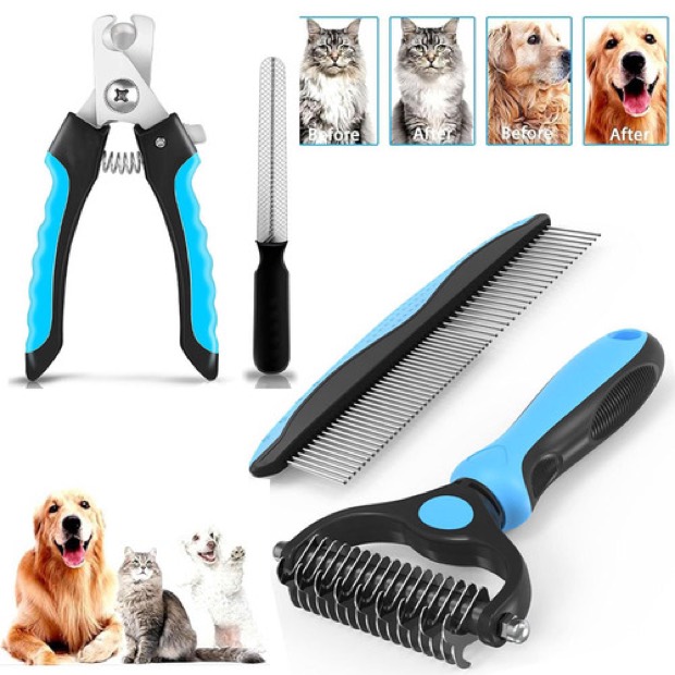 Pet Grooming Kit K-Open Knot Comb Set Stainless Steel Detangling Comb Nail Clippers Cat-Dog Cleaning Beauty Se — Pet Cleaning Supplies wholesale from Zootail