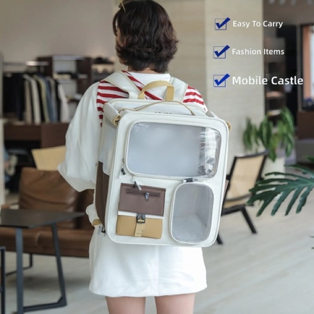AI-Powered Oxford Fabric Pet Backpack Fan Multi-Pocket Large Capacity 7kg Load Solid Color Outdoor Cat Carrier — Pet Gadgets wholesale from Zootail