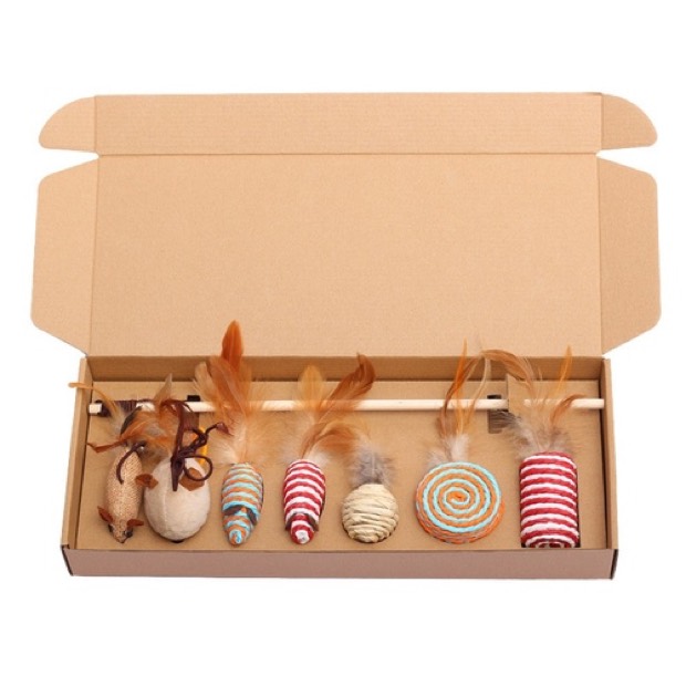 Pet Supplies Cotton Rope Mouse & Cat Toy Gift Set 7-piece Kit with Teaser Wand BZ-QJT Model-Multi-Holiday Use — Other Products wholesale from Zootail