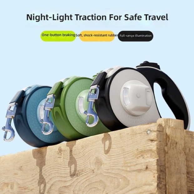 New 3m/5m Retractable Puppy Leash with LED Light & Anti-Slip Handle Nylon Material Personalized for Large Dogs — Dog Harness wholesale from Zootail
