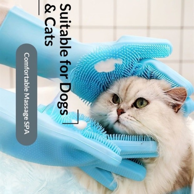 Best-selling Silicone Pet Bathing Gloves for Cats & Dogs-Grooming Massage Comb Anti-scratch Bite-proof Deep Cl — Pet Cleaning Supplies wholesale from Zootail