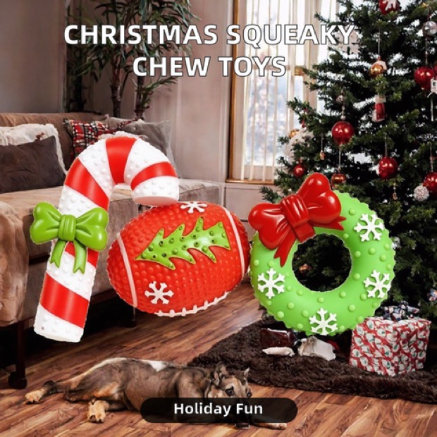 Christmas Cartoon Luxury Squeaky Dog Ball Chew Toy Soft PVC Teething Dental Care Interactive Holiday Pet Toy f — Chew Toys wholesale from Zootail