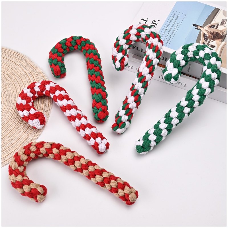 Christmas Dog Cotton Rope Chew Toy Durable Tug-of-War Interactive Play Fashion Style Daily Use Teeth Cleaning Molar Dog Supplies — Other Products wholesale supplier Zootail
