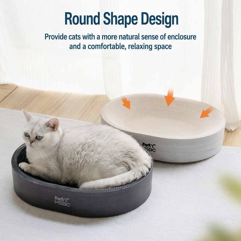 White Corrugated Cardboard Cat Scratcher Bed Combo Durable Lint-free Wood Grain Pattern Scratching Post Toy All Seasons — Other Products wholesale from Zootail