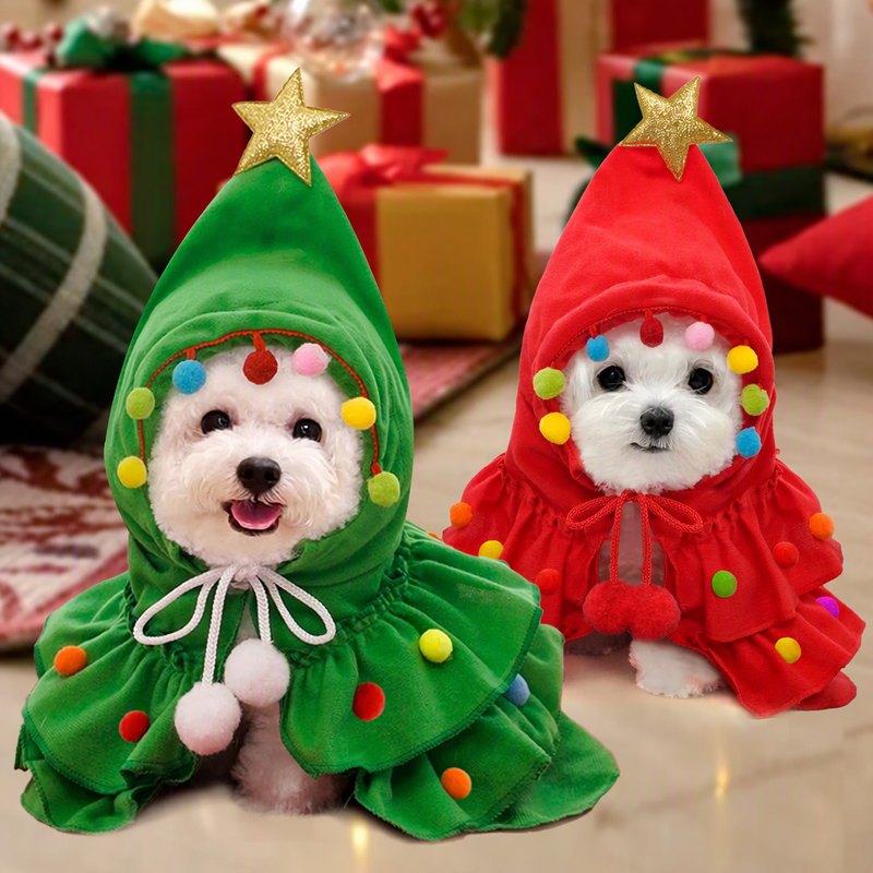 Christmas Dog Costume Two-Color Solid Cute Style Winter Pet Cape/Cloak Shoulder Wrap Festive Wholesale Holiday Supplies — Pet Gadgets wholesale from Zootail