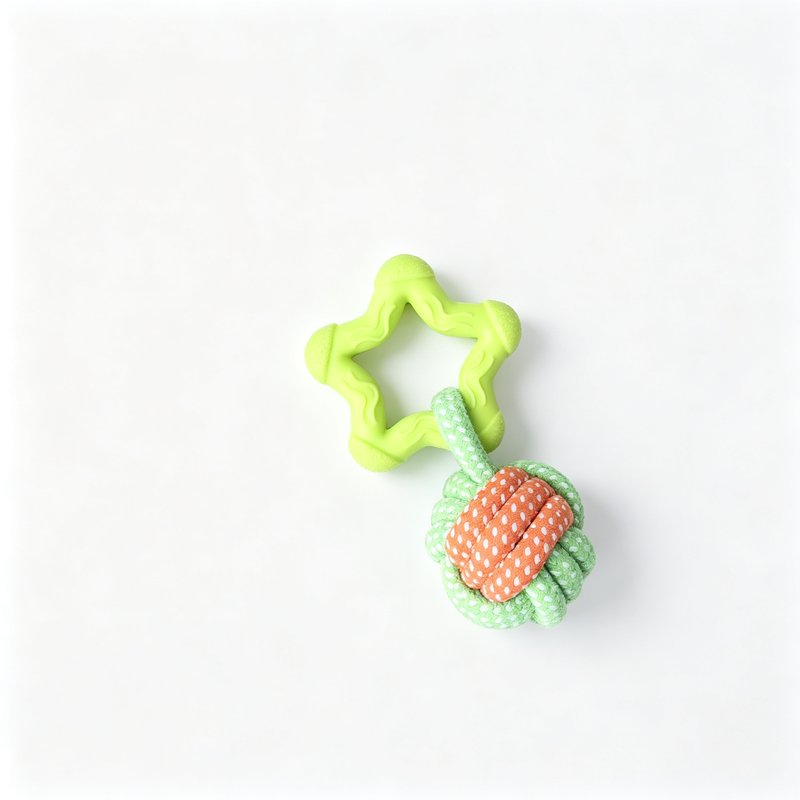 Green Star Rope Ball Dog Chew Toy — TPR Ring Tug Toy for Small Dogs — Chew Toys wholesale supplier Zootail